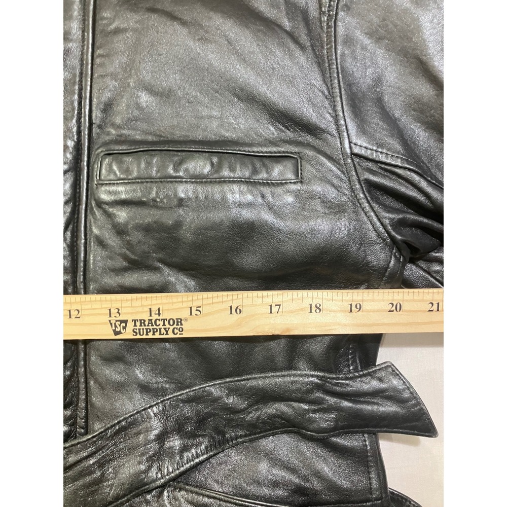 GIVERNY Black Leather Belted Jacket Mens Size S Made in Indonesia - Picture 3 of 9
